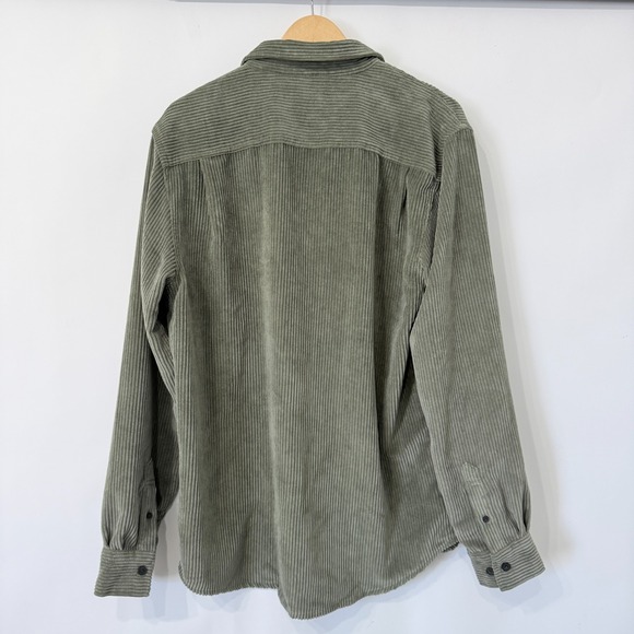Weatherproof Vintage Soft Wide Wale Corduroy Button Up Shirt Mens L Olive Green - Picture 6 of 9